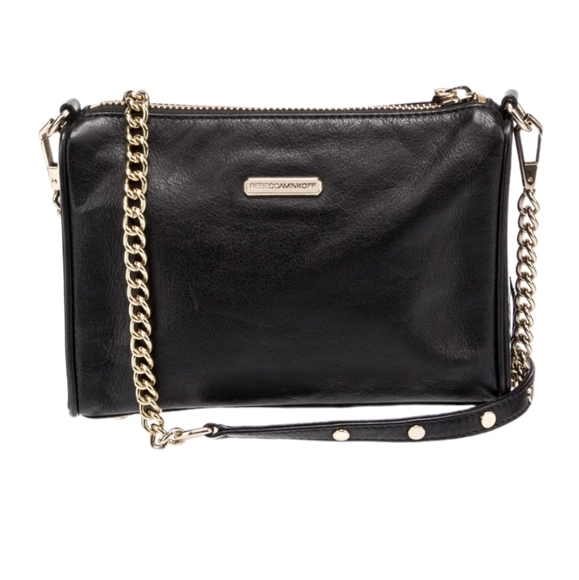 Rebecca Minkoff 3 zipper black crossbody/clutch with the tassels removable strap - Picture 1 of 5